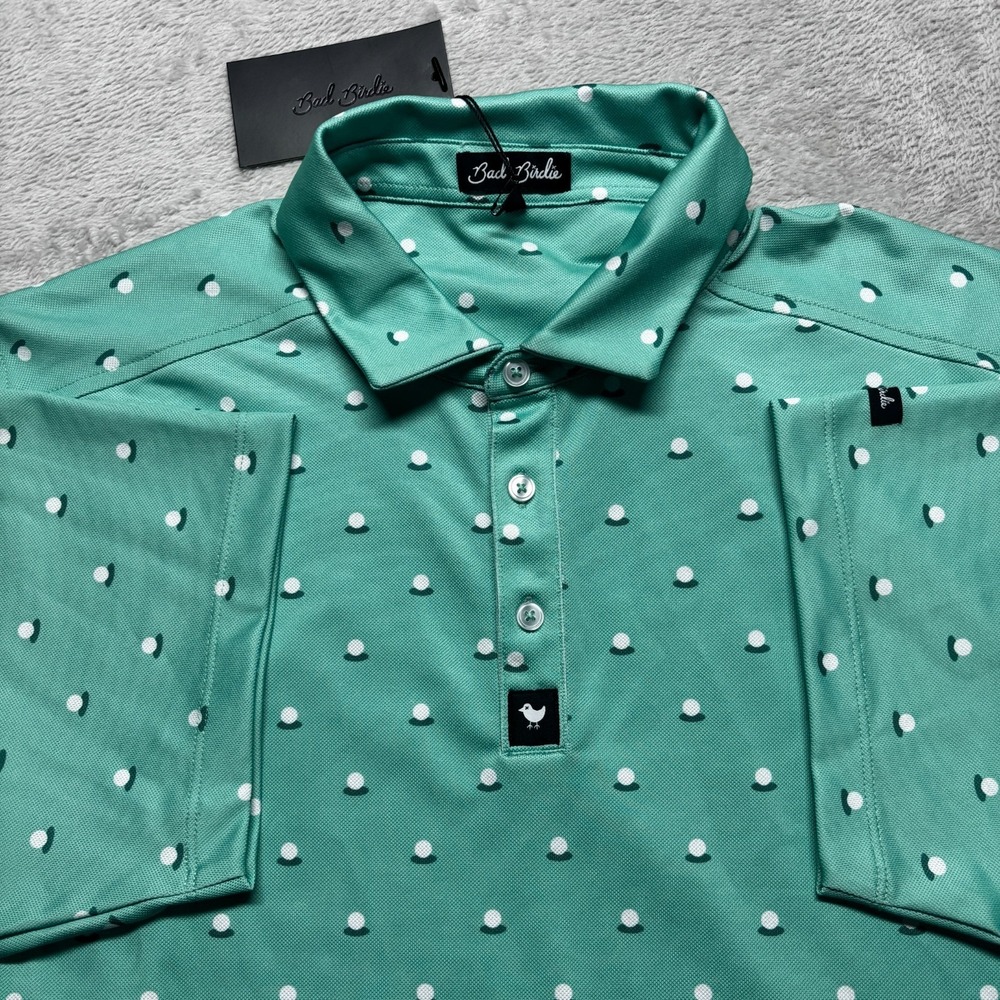 NWT‎ Bad Birdie Mens M Pique Polo Short Sleeve Golf Dusty Jade Green MSRP $78